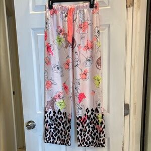 Victoria's Secret Floral and Leopard Print Satin Pajama Pants